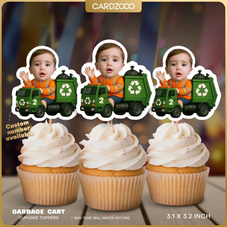 Garbage Truck Custom Face Cupcake Toppers