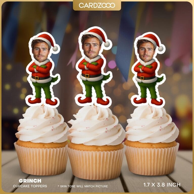 Grinch Custom Face Cupcake Toppers