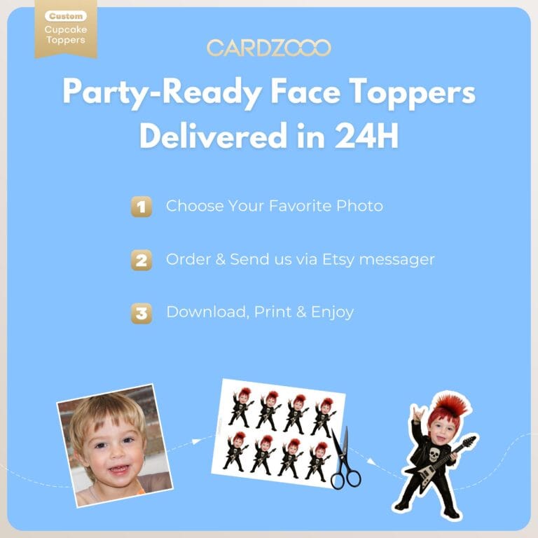 Rockstar Personalized Face Cupcake Toppers - Image 3