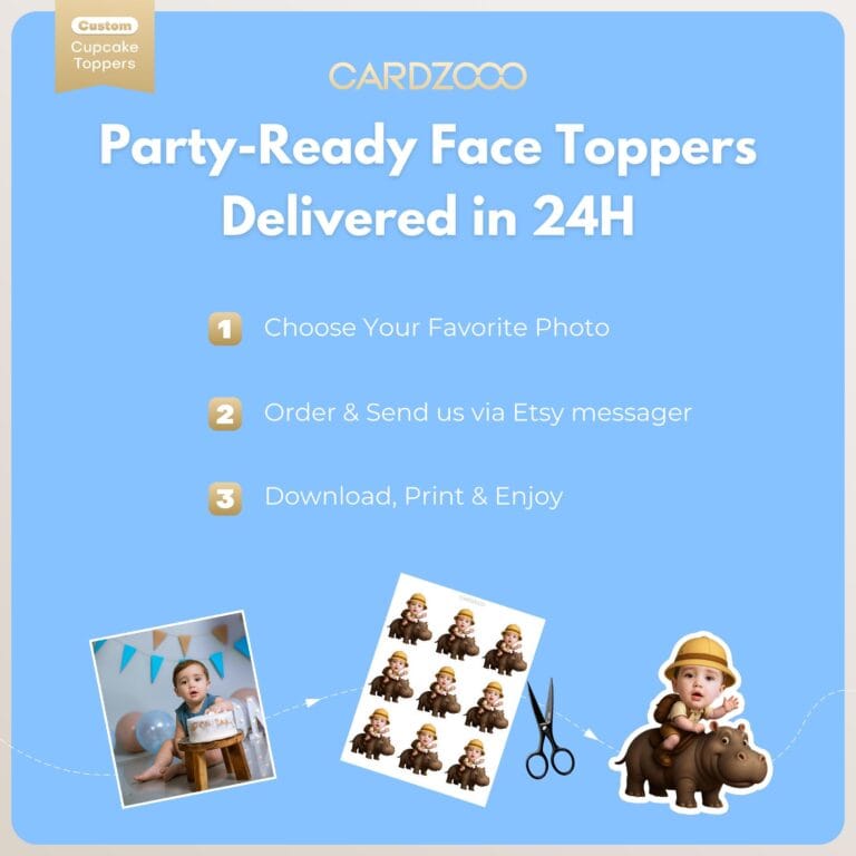 Safari Hippo Face Cupcake Toppers - Image 3