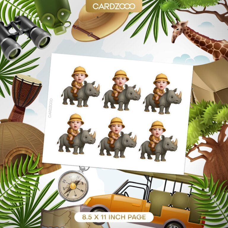 Safari Rhino Face Cupcake Toppers - Image 2