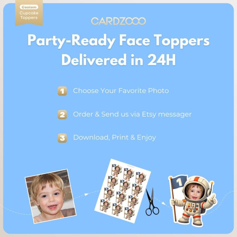 Custom Face Astronaut Cupcake Toppers - Image 3