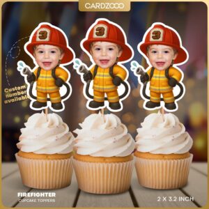 Custom Face Firefighter Cupcake Toppers