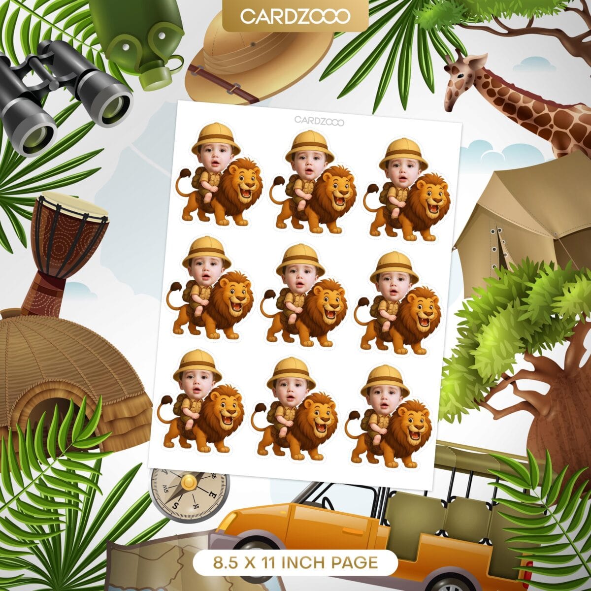 Safari Lion Personalized Face Cupcake Toppers - Image 2