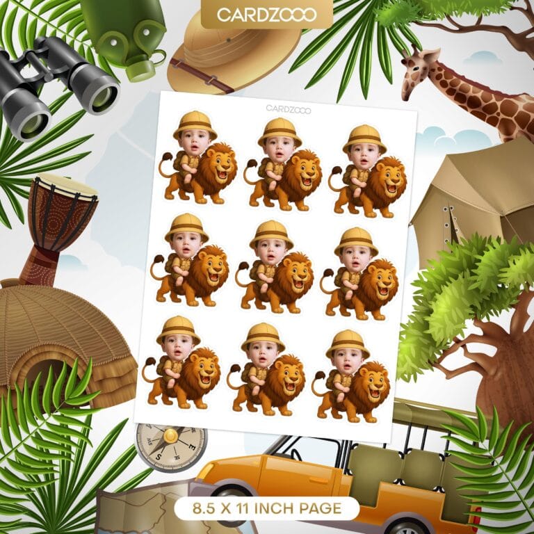 Safari Lion Personalized Face Cupcake Toppers - Image 2