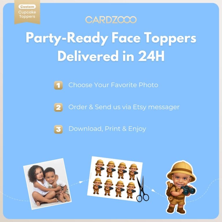 Safari Explorer Personalized Face Cupcake Toppers - Image 3