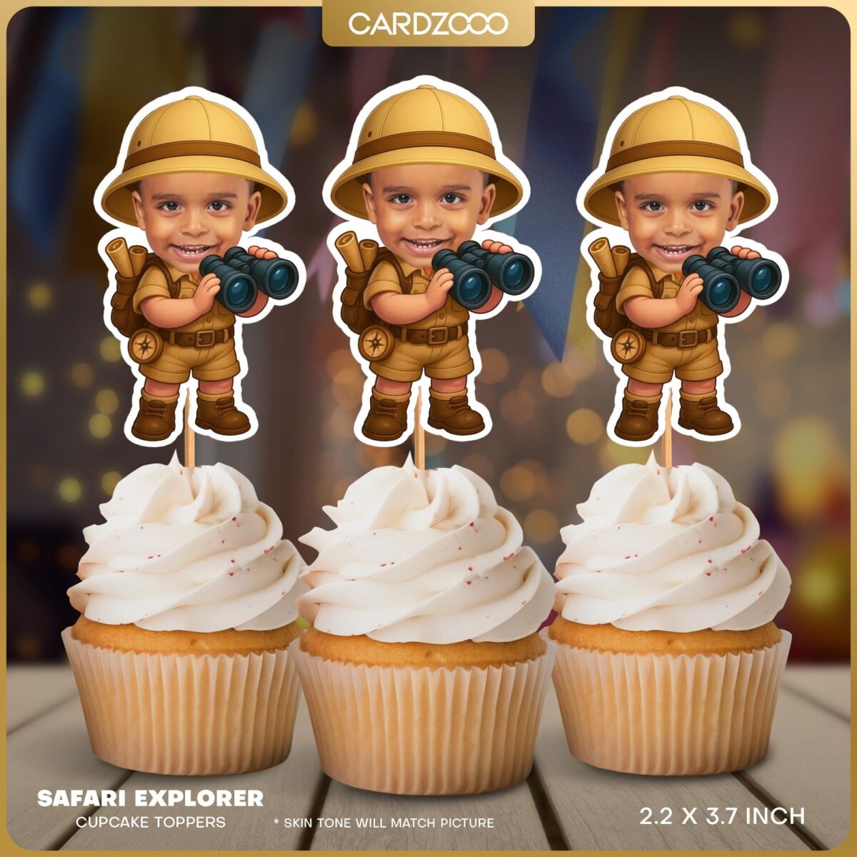 Safari Explorer Personalized Face Cupcake Toppers