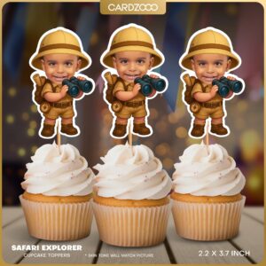 Safari Explorer Personalized Face Cupcake Toppers
