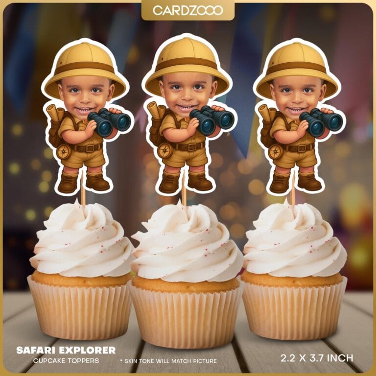 Safari Explorer Personalized Face Cupcake Toppers
