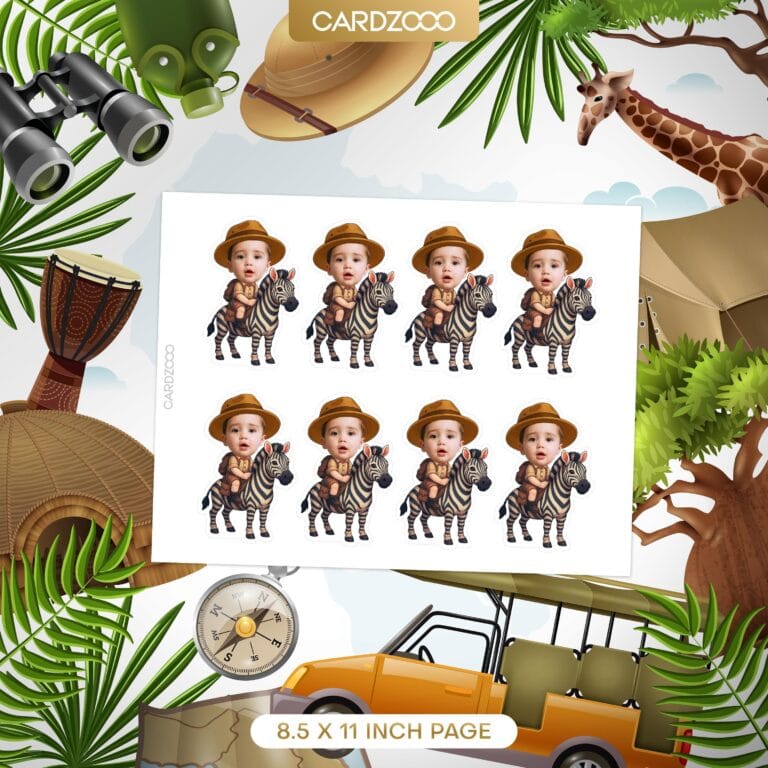 Safari Zebra Personalized Face Cupcake Toppers - Image 2