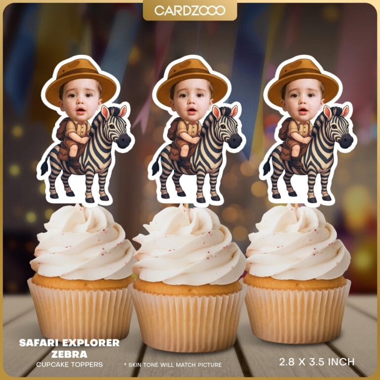 Safari Zebra Personalized Face Cupcake Toppers