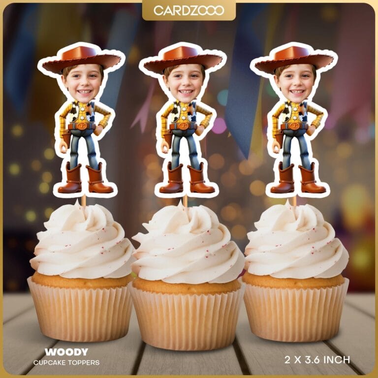 Cartoon Hero Custom Face Cupcake Toppers