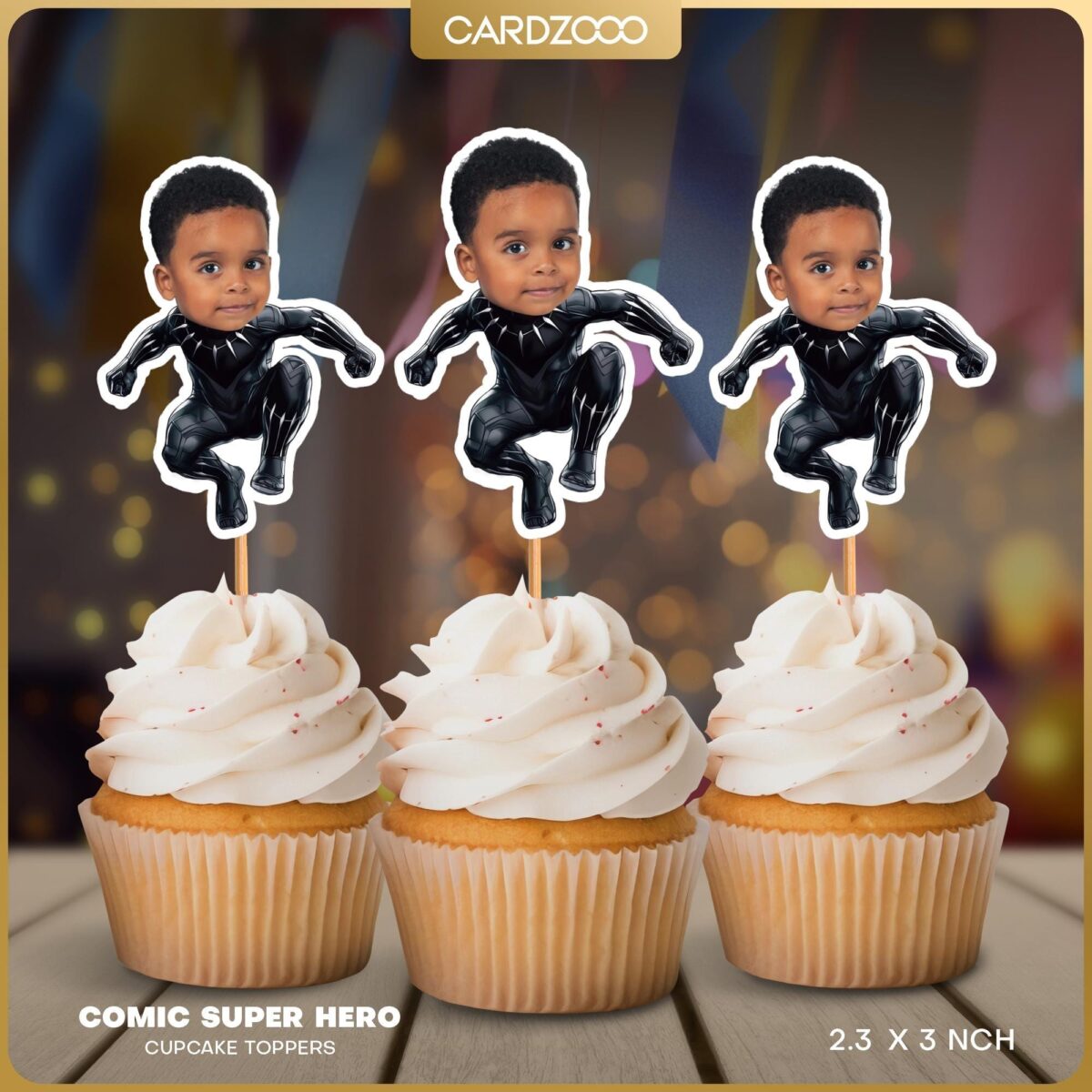 Comic Super Hero Custom Face Cupcake Toppers