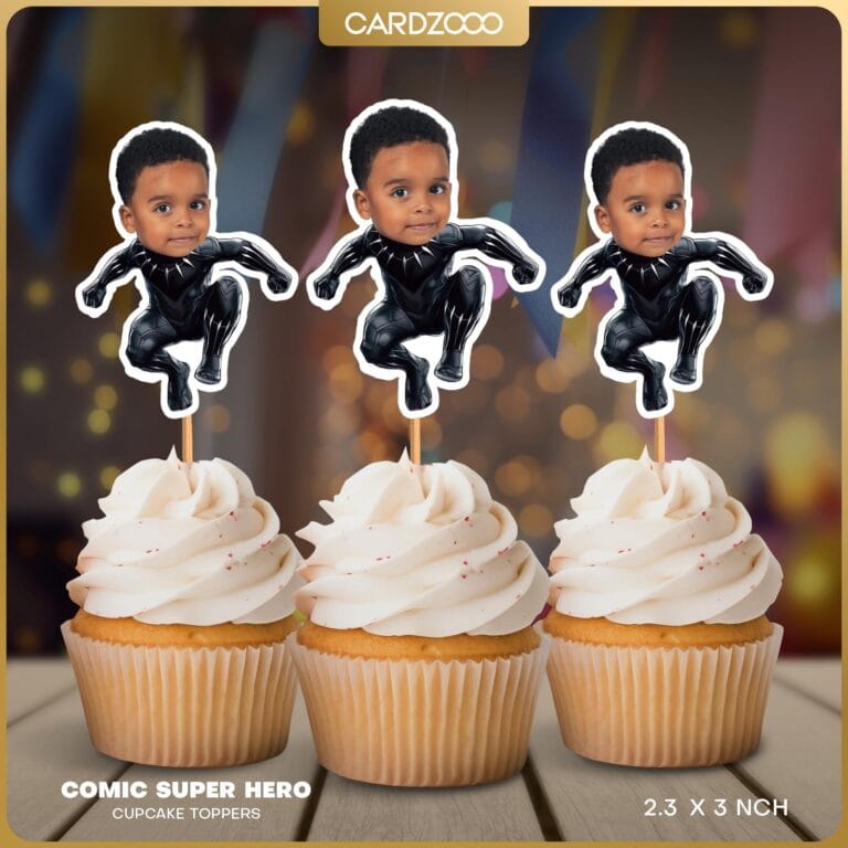 Comic Super Hero Custom Face Cupcake Toppers