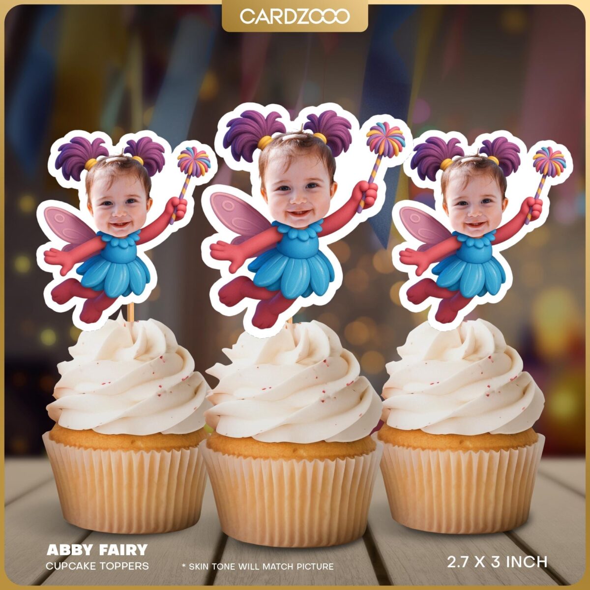 Abby Fairy Personalized Face Cupcake Toppers