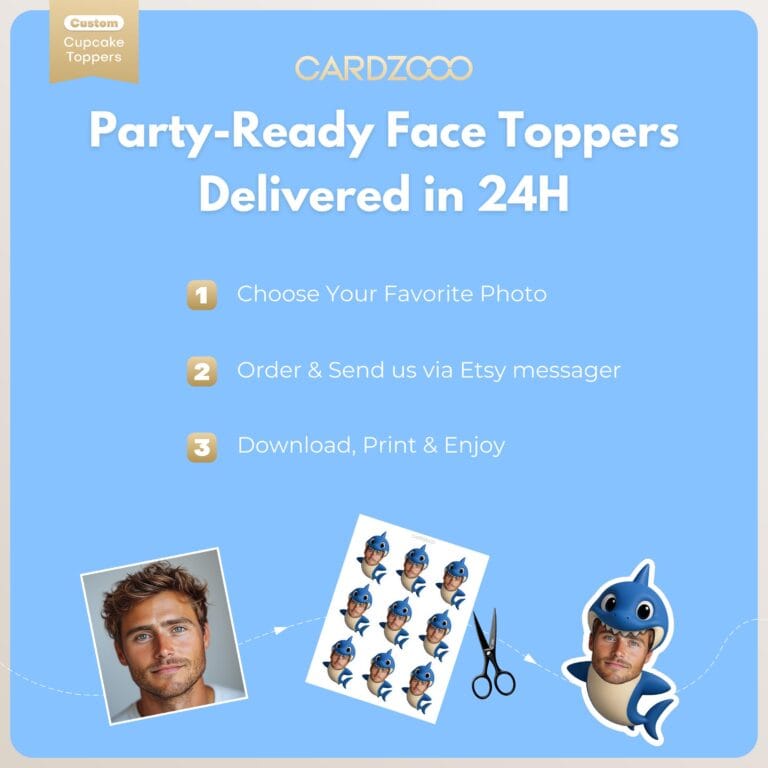 Daddy Shark Custom Face Cupcake Toppers - Image 3