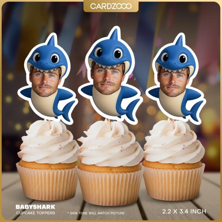 Daddy Shark Custom Face Cupcake Toppers