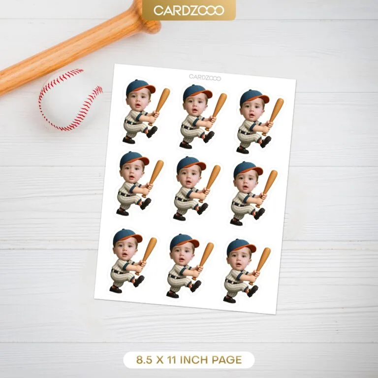 Personalized Face Baseball Batter Cupcake Toppers - Image 2
