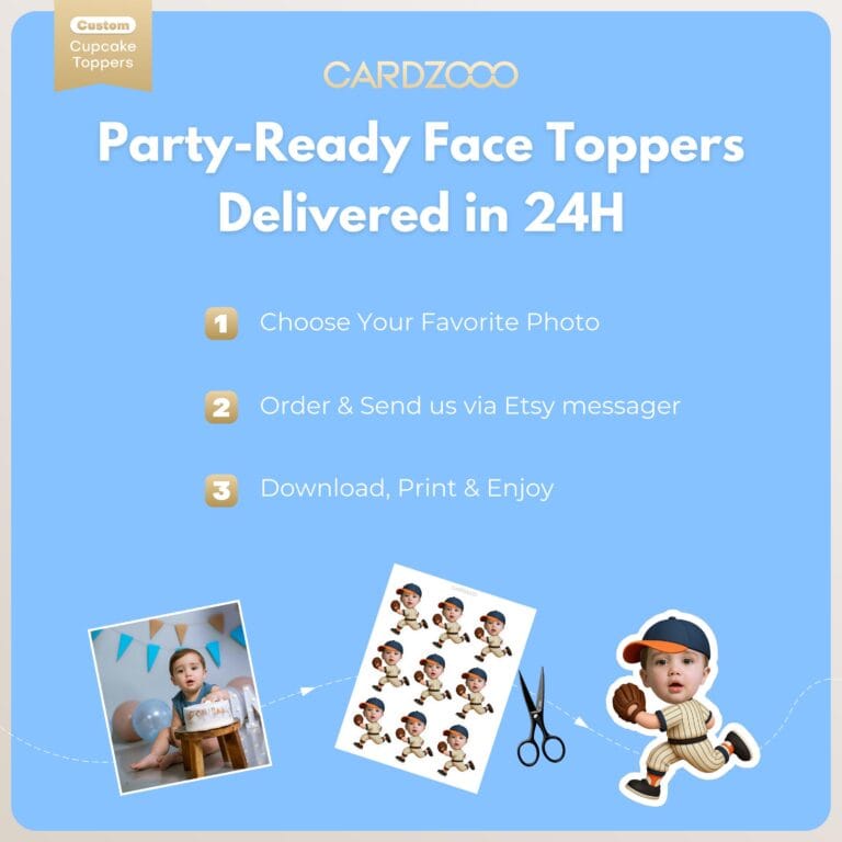 Custom Baseball Face Cupcake Toppers - Image 3