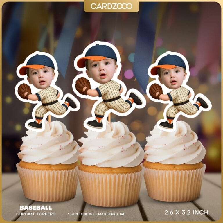 Custom Baseball Face Cupcake Toppers