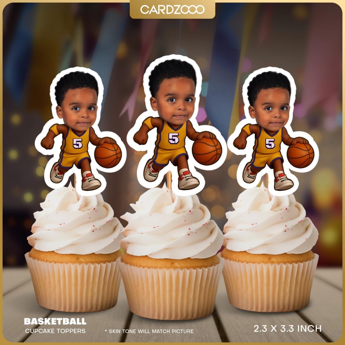 Lakers Basketball Custom Face Cupcake Toppers