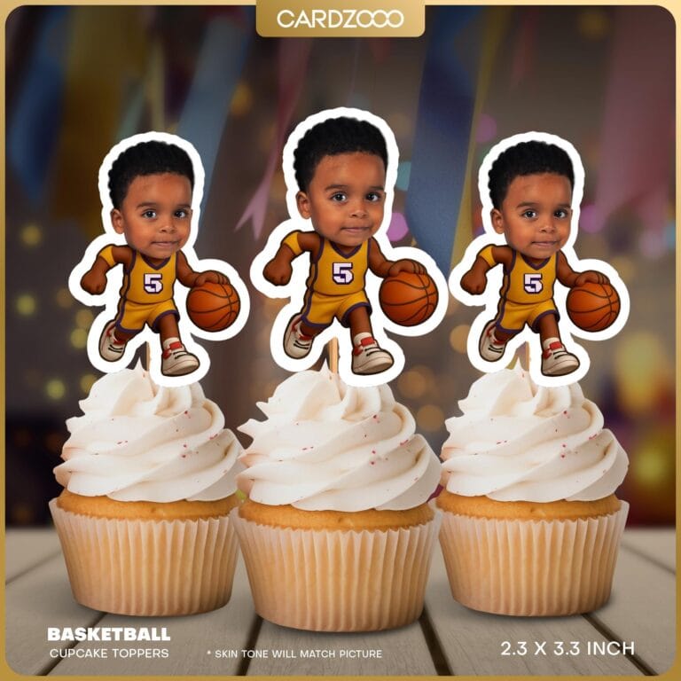Lakers Basketball Custom Face Cupcake Toppers