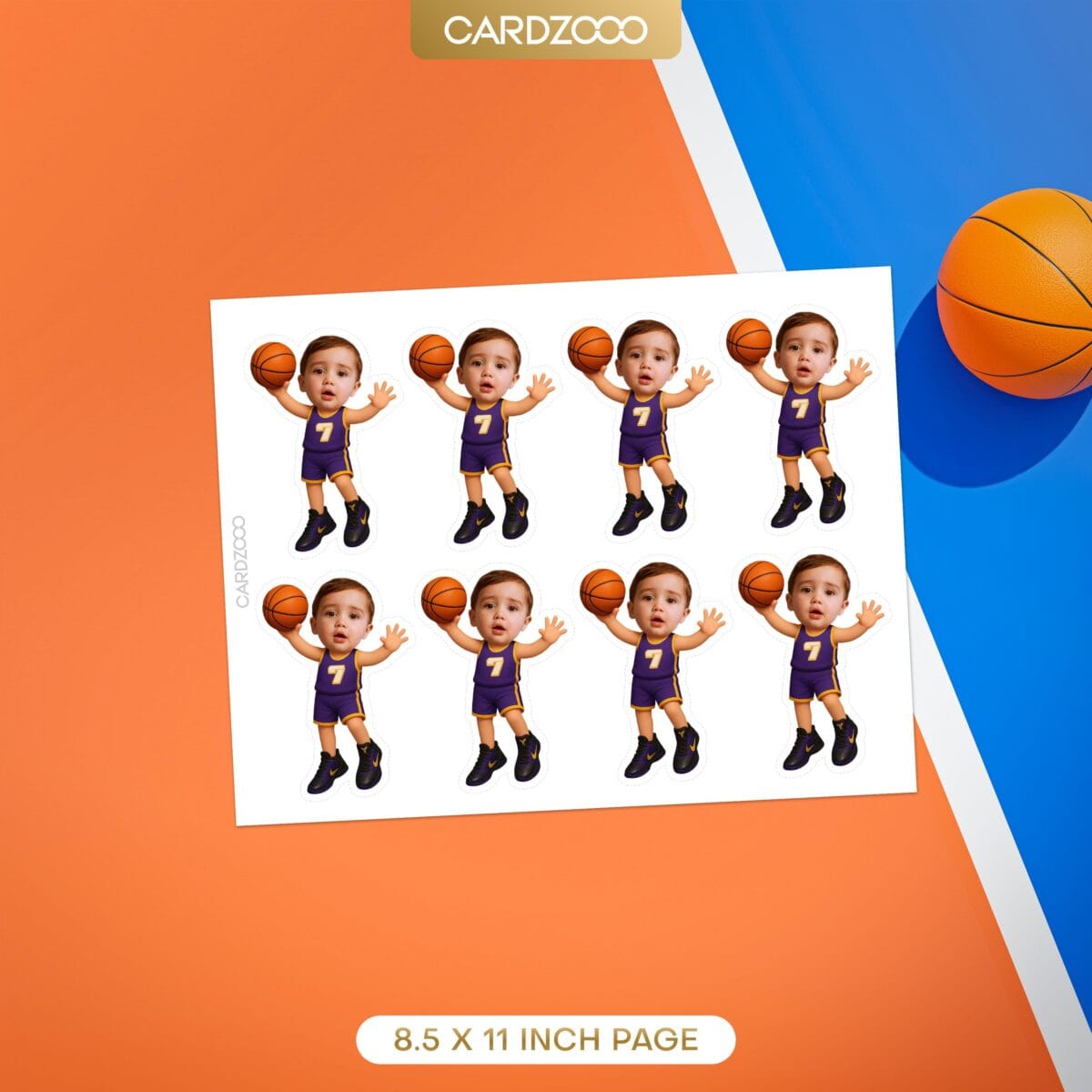Basketball Personalized Face Cupcake Toppers - Image 2