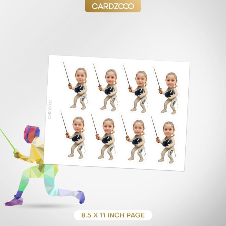 Foil Fencing Personalized Face Cupcake Toppers - Image 2