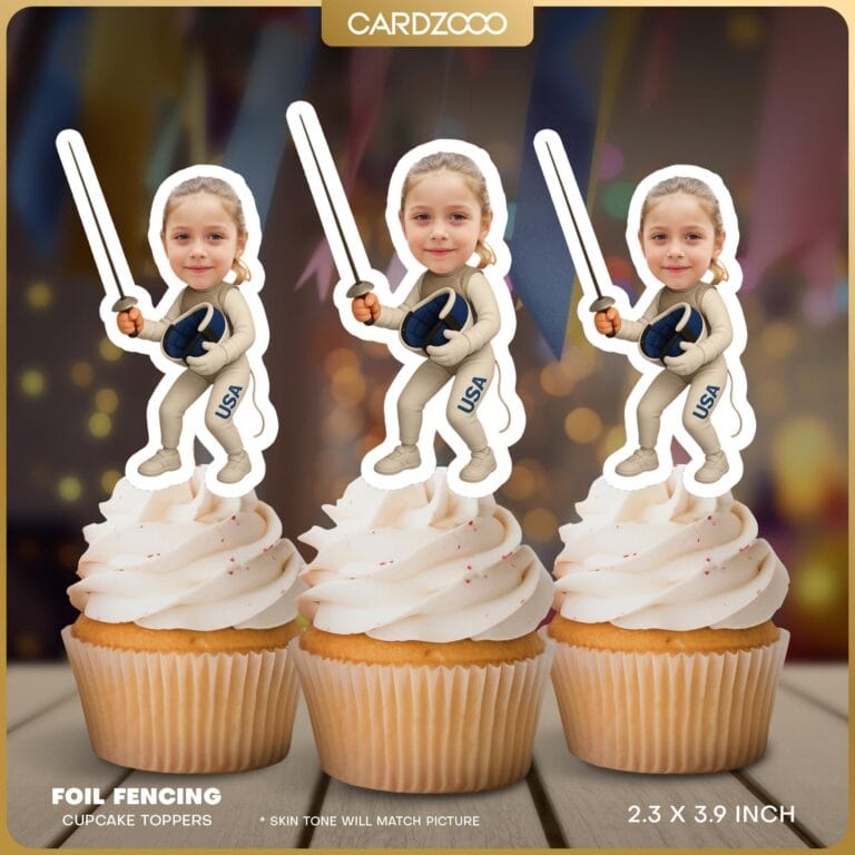 Foil Fencing Personalized Face Cupcake Toppers