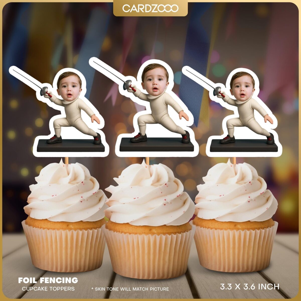 Fencing Custom Face Cupcake Toppers