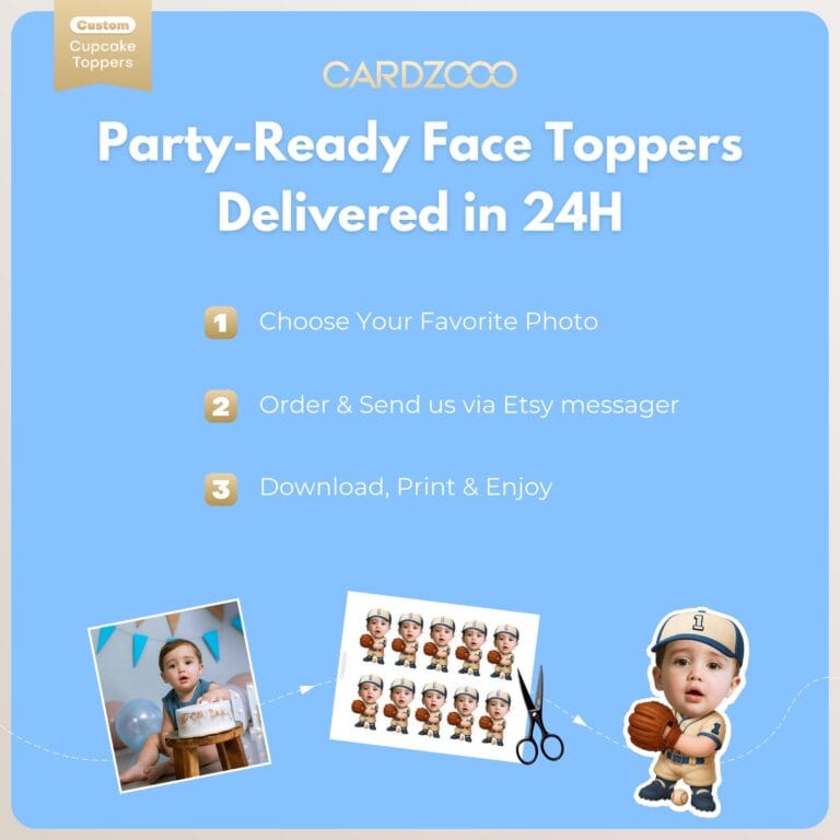Kids Baseball Pitcher Custom Face Cupcake Toppers - Image 3