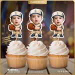 Kids Baseball Pitcher Custom Face Cupcake Toppers