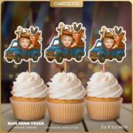 Blue Farm Truck Custom Face Cupcake Toppers