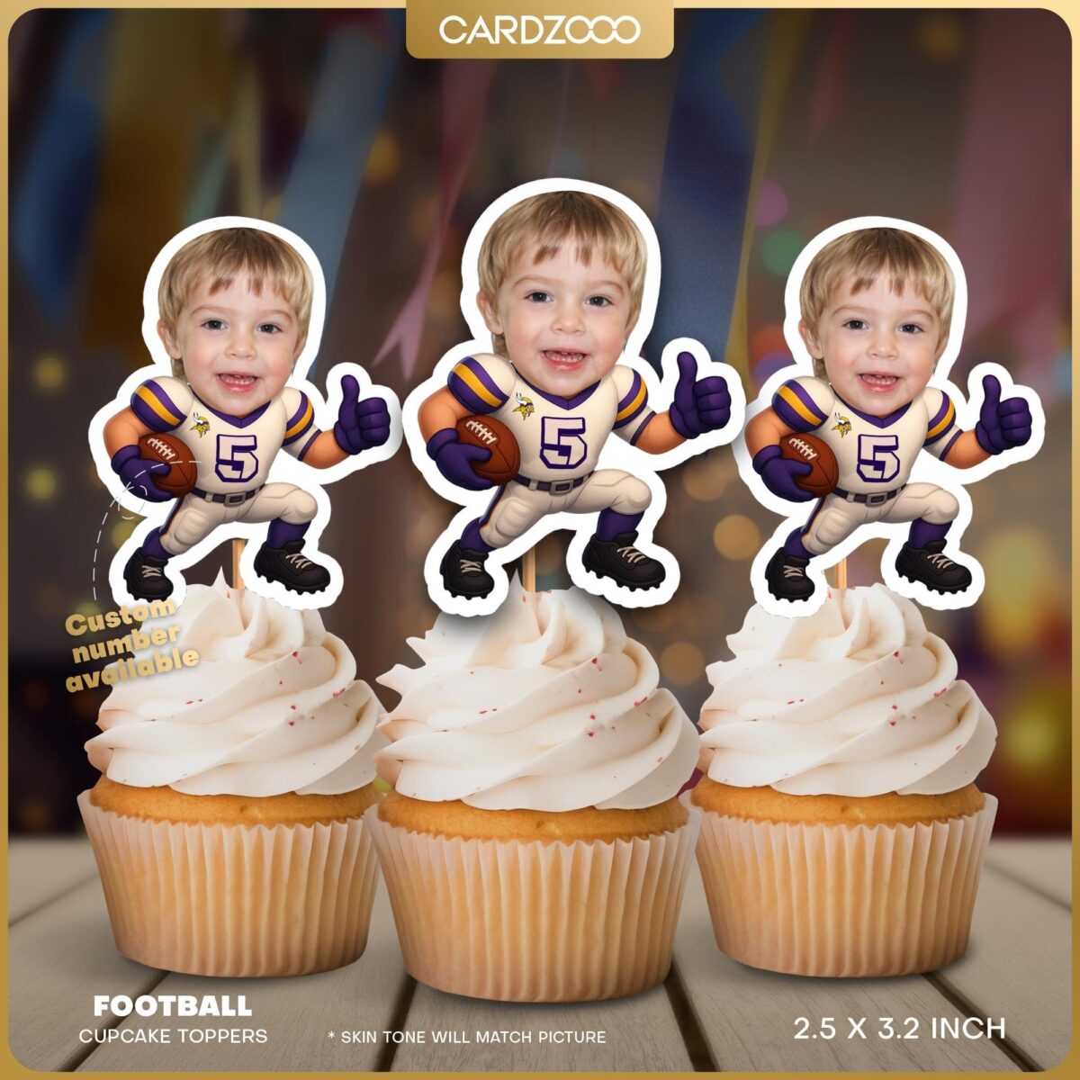 Minnesota Vikings Personalized Face Cupcake Toppers