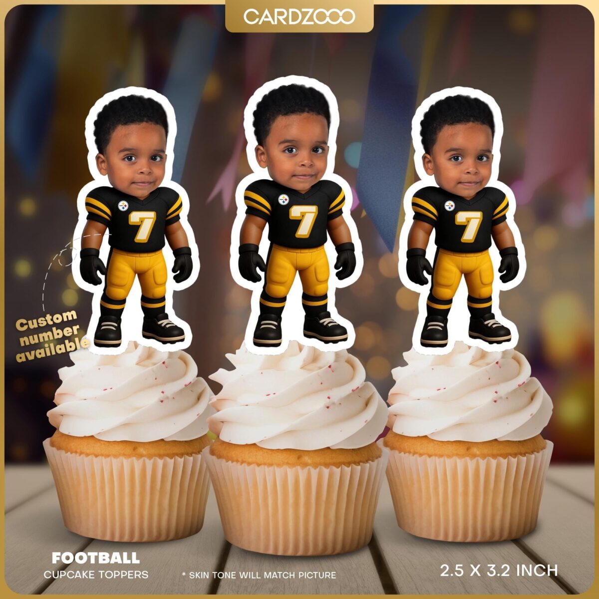 Pittsburgh Steelers Personalized Face Cupcake Toppers