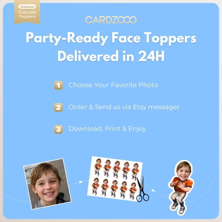 Denver Broncos Birthday Custom Face Cupcake Toppers - Image 3