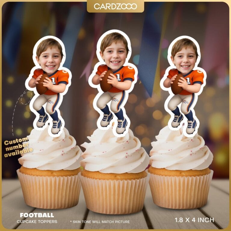 Denver Broncos Birthday Custom Face Cupcake Toppers
