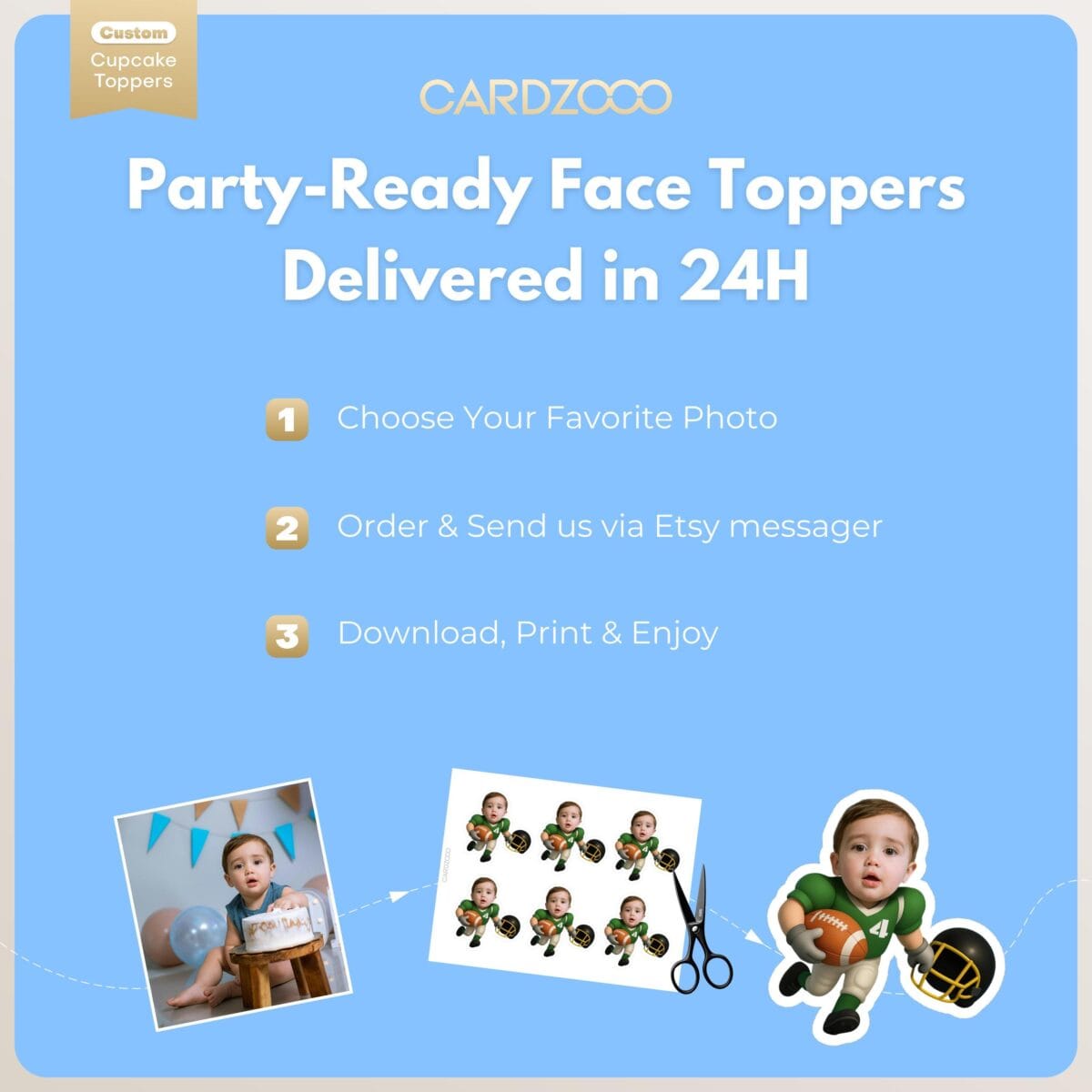 Philadelphia Eagles Personalized Face Cupcake Toppers - Image 3