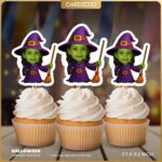 Green Witch Custom Face Cupcake Toppers