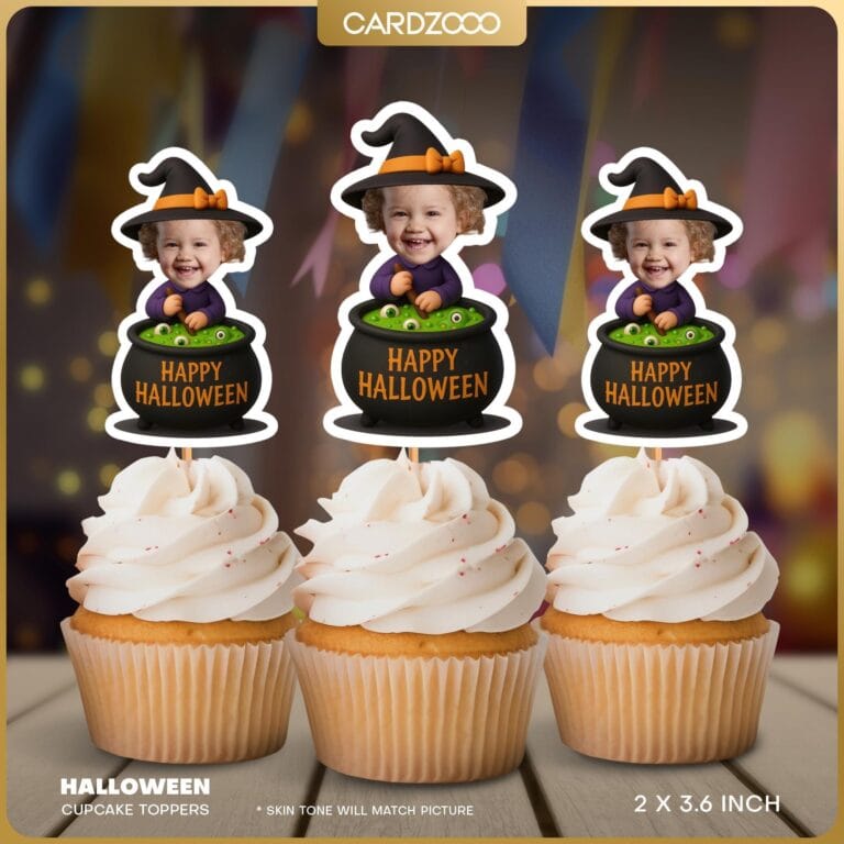Custom Face Witch Cauldron Cupcake Toppers