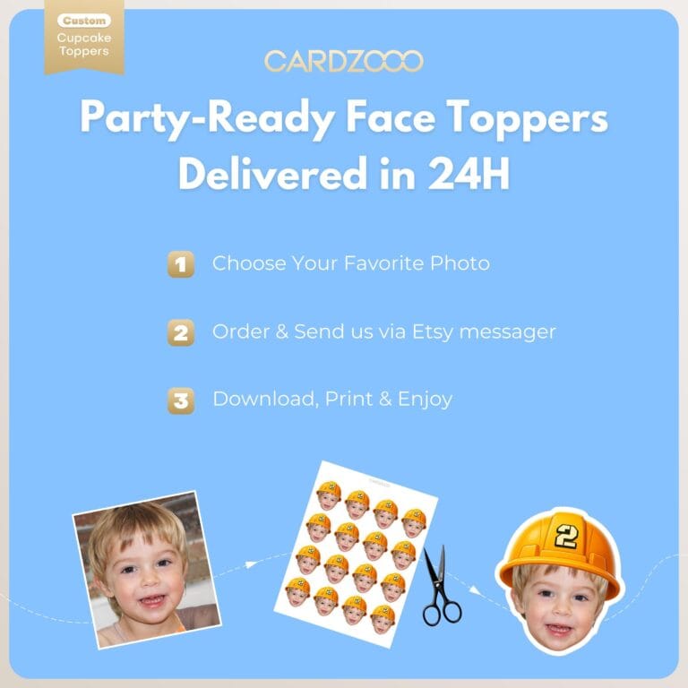 Construction Custom Face Cupcake Toppers - Image 3