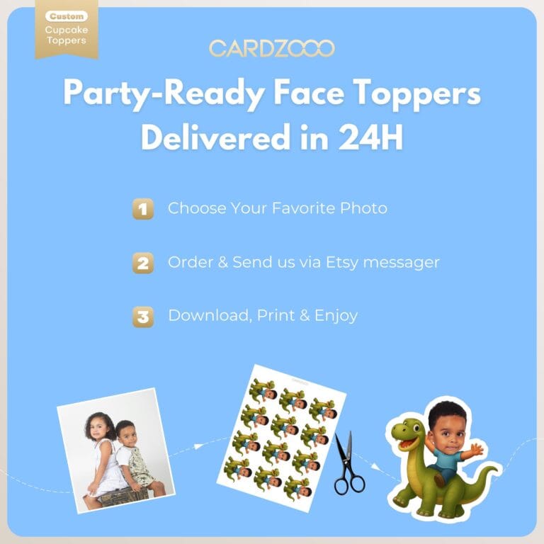 Custom Face Dinosaur Rider Cupcake Toppers - Image 3