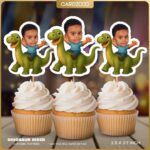Custom Face Dinosaur Rider Cupcake Toppers