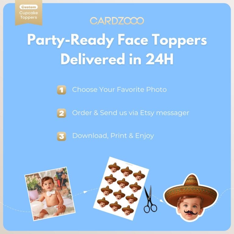 Fiesta Sombrero Custom Face Cupcake Toppers - Image 3