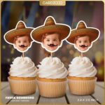 Fiesta Sombrero Custom Face Cupcake Toppers
