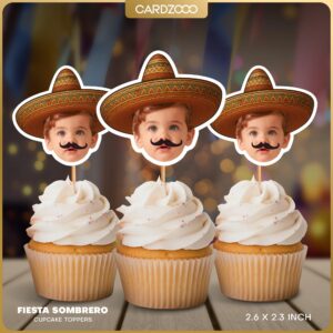 Fiesta Sombrero Custom Face Cupcake Toppers