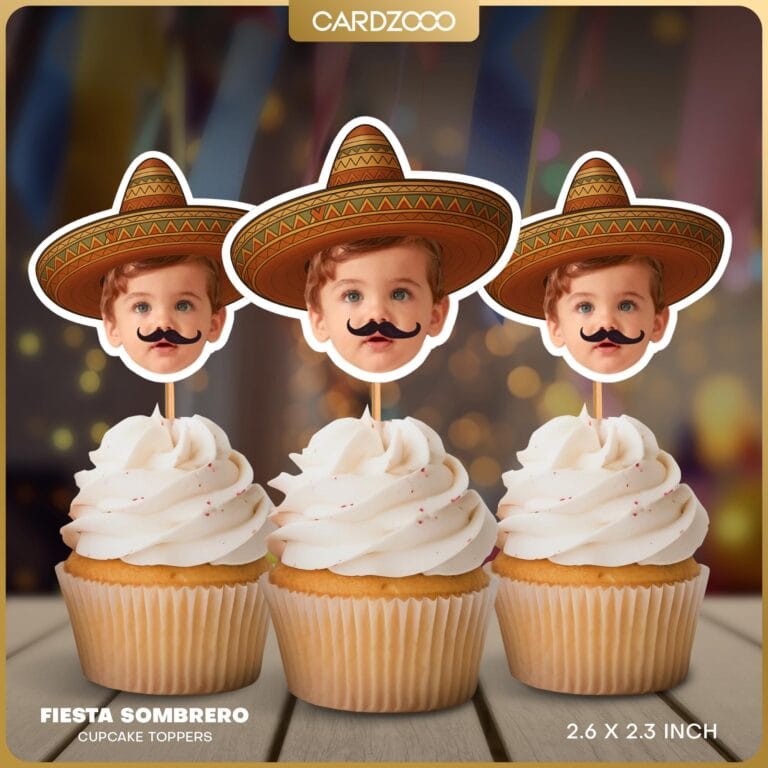 Fiesta Sombrero Custom Face Cupcake Toppers