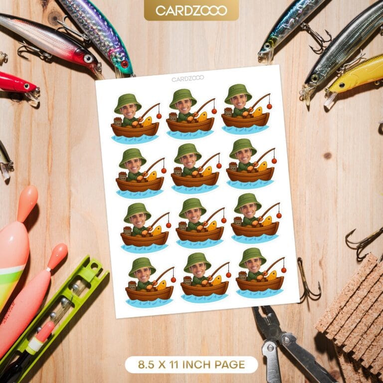Custom Face Fishing Fisherman Cupcake Toppers - Image 2