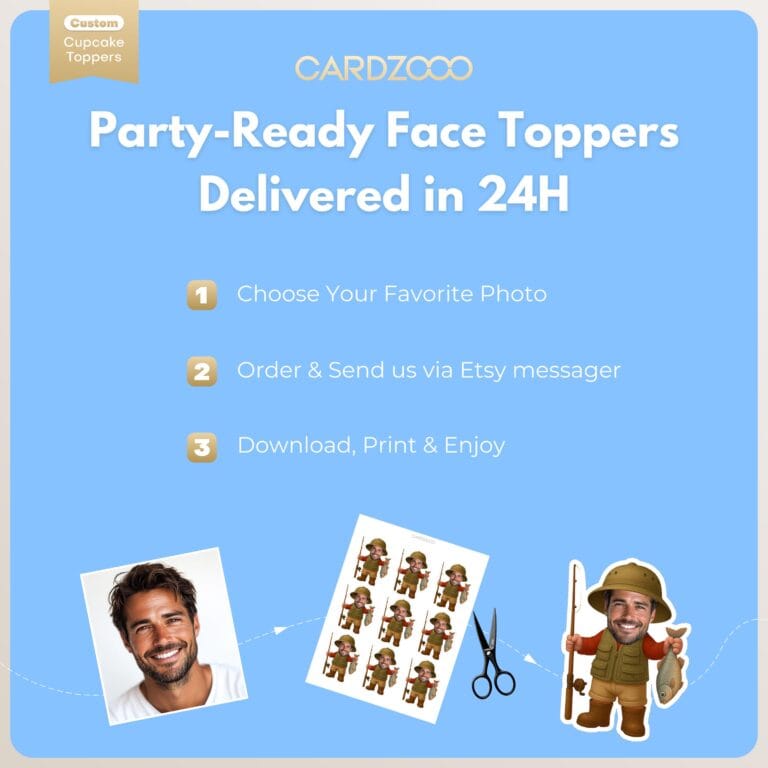 Custom Face Fisherman Cupcake Toppers - Image 3