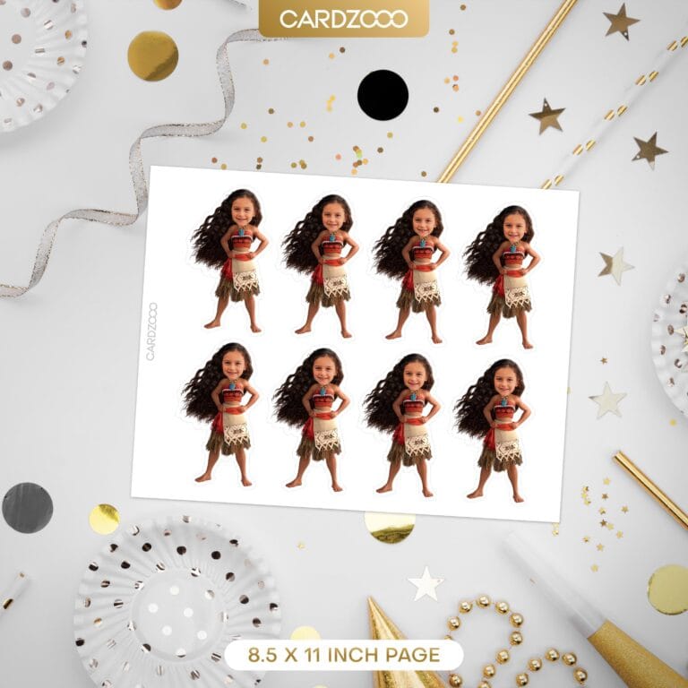 Custom Face Moana Cupcake Toppers - Image 2